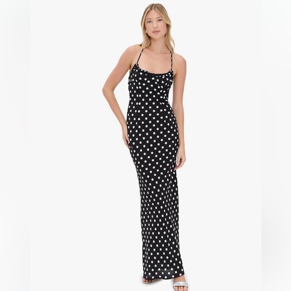 Runaway the Label Black and White Polka Dot Maxi Dress Valentines Day Dress S - Picture 5 of 16